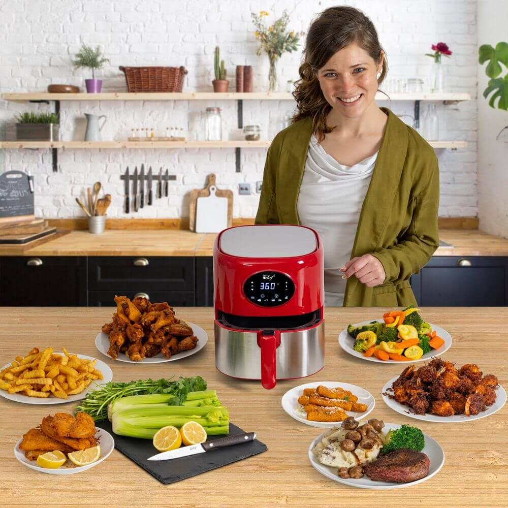 Red 3.7qt Digital Air Fryer with Dishwasher Safe Basket C69800
