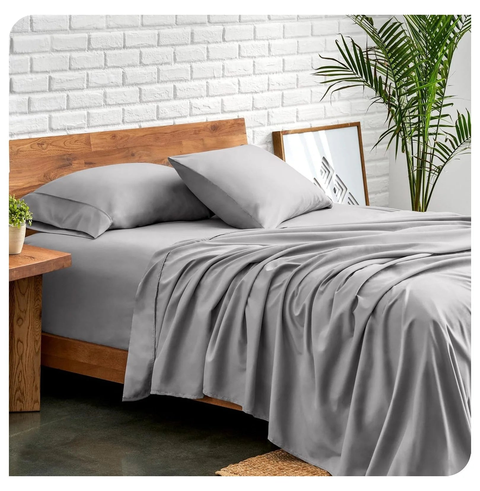 Light Grey 4 Piece Flex King Microfiber Bed Sheet Set T4682