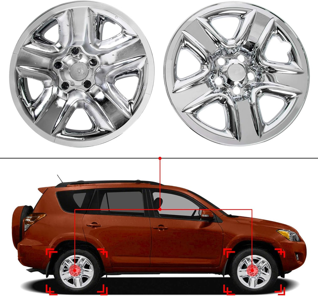 4PCS 17'' Wheel Skin Covers Hub Cap Full Rim Skin Black Pack of 2 P919