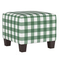 Classic Gingham Evergreen Square Ottoman Y8521
