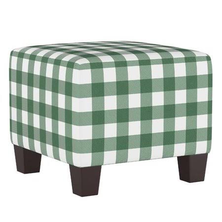 Classic Gingham Evergreen Square Ottoman Y8521