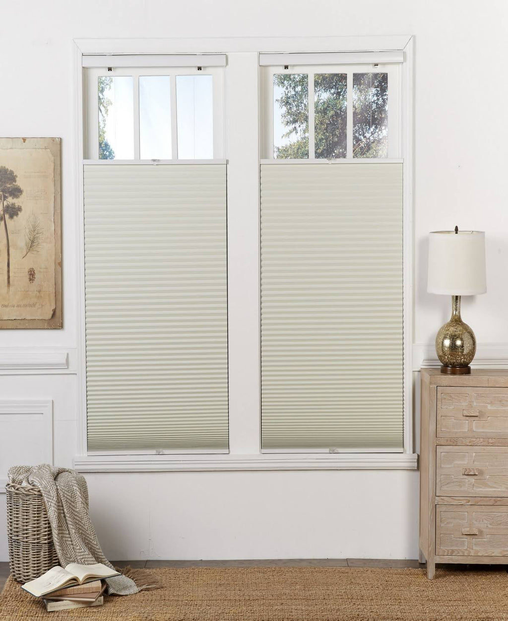 Cream-White Top Down Bottom Up Blackout Shade Q67075