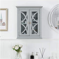 Grey Wooden Storage Cabinet with Double Doors and Drawer T37017