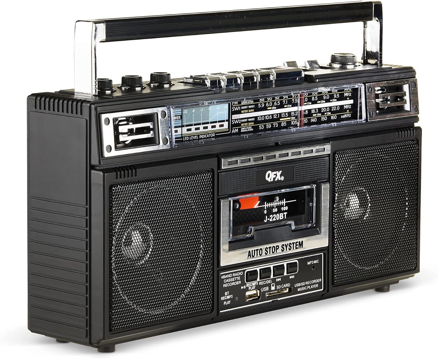 Cassette Player/Recorder Boombox with Bluetooth, Dual 3” Speakers, Pack of 2 F696341
