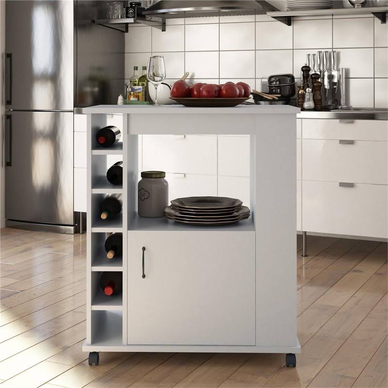 Wooden Kitchen Cart in Dove Gray N2479