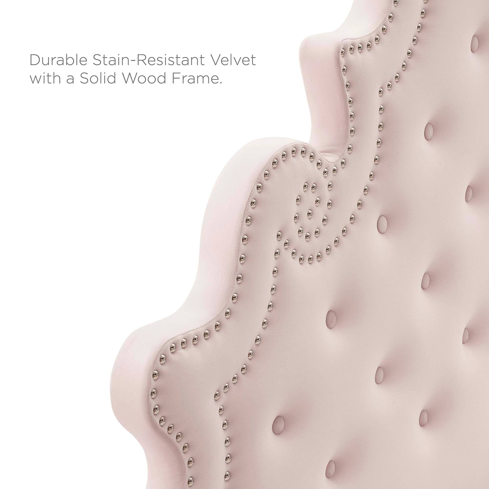 Tufted Dusty Rose Performance Velvet Twin Headboard S33865