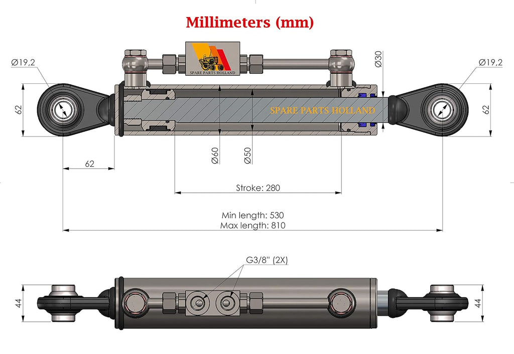 Hydraulic Top Link Cat. 1-1 with Locking Block 20 7/8" - 31 7/8" J92832