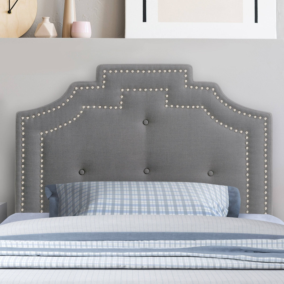 Navy Blue Button Tufted Headboard O8790