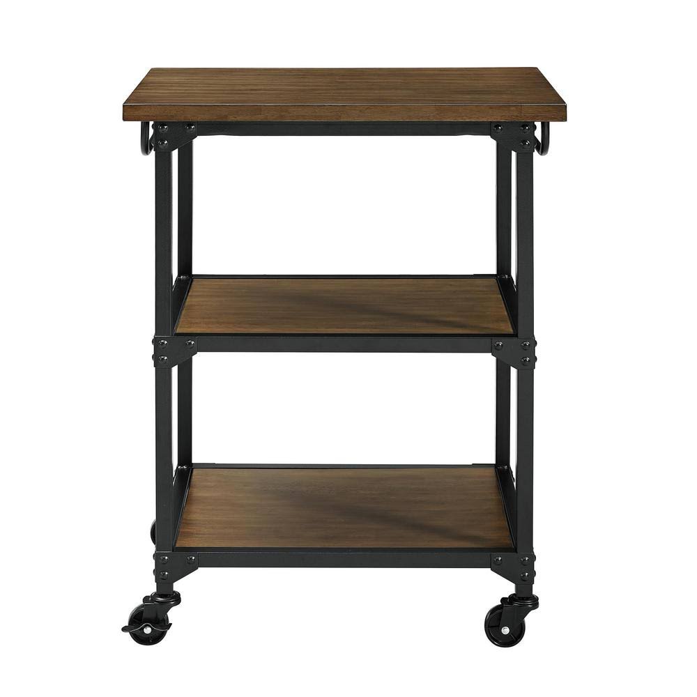Rustic Antique Oak/Black Multifunction Cart M261267
