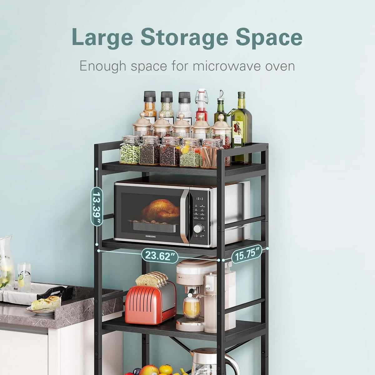 5-Tier Bakers Rack with Storage, Black Z804947