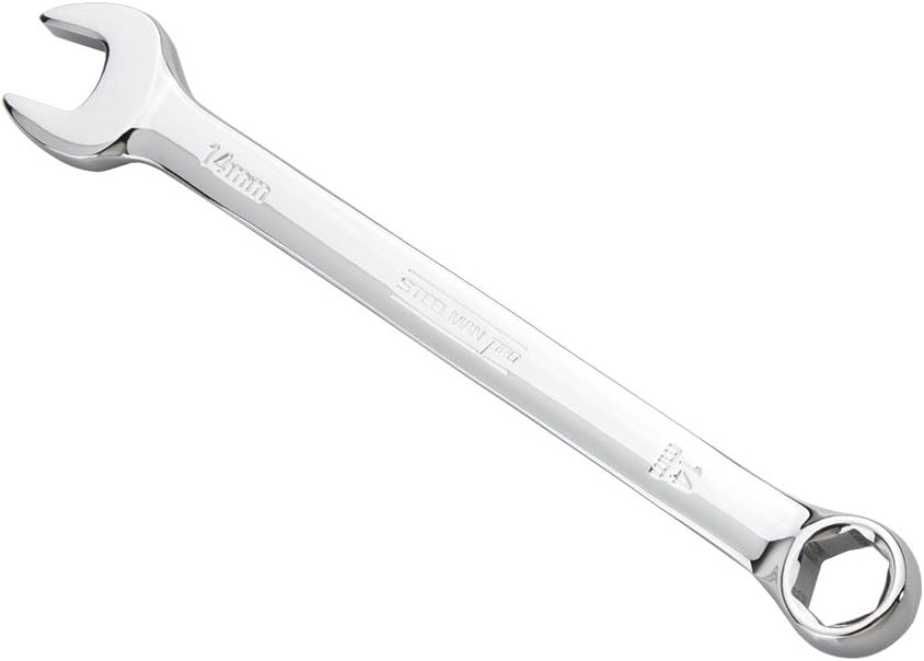 10-Piece Metric Combination Wrench Set, Chrome Vanadium Alloy Steel, Angled Ends, Storage Rack Included F396