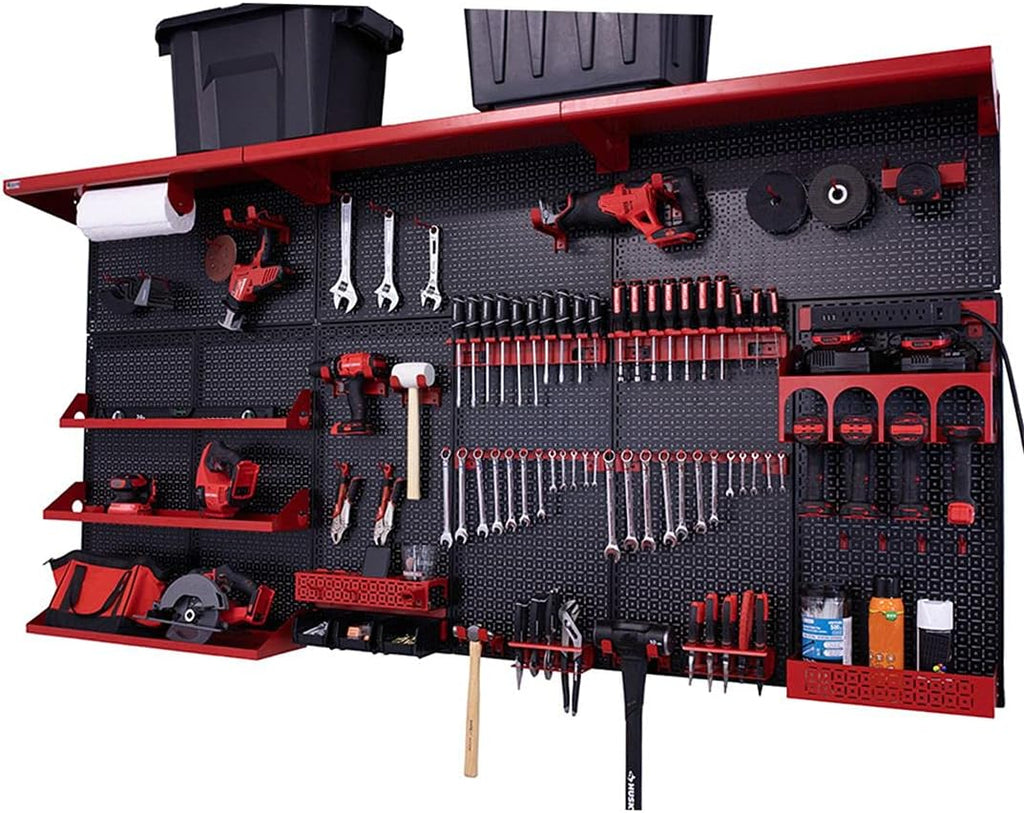 Black/Silver Metal Pegboard Wall Organization System N54188