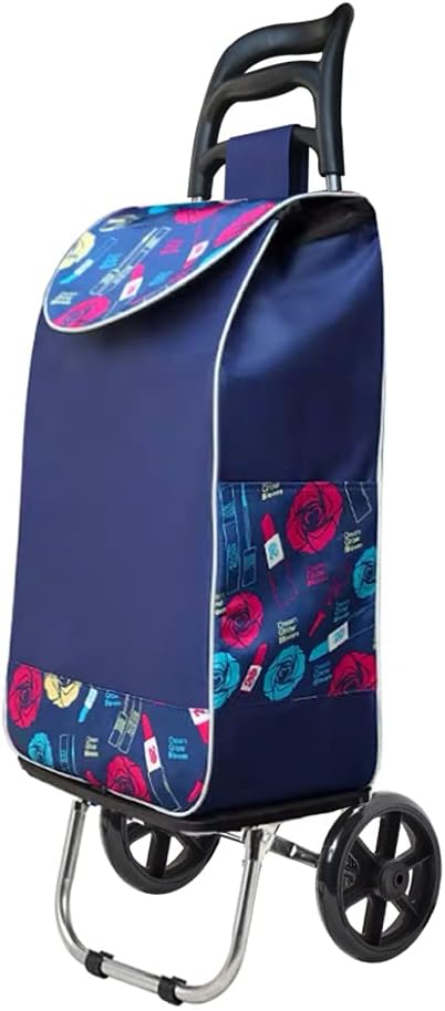 Foldable Cart with Aluminum Frame, Waterproof Canvas, 8 Wheel, Navy Blue, Pack of 2 K67141
