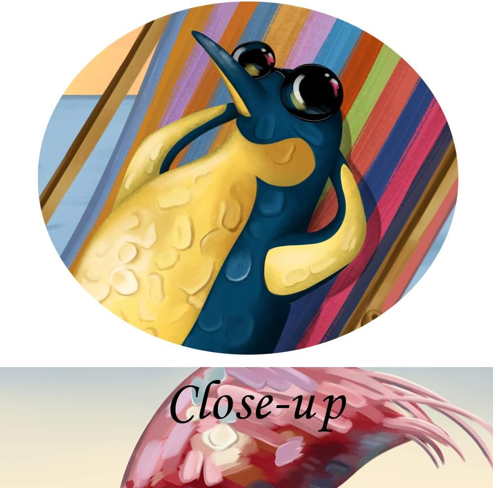 Funny Animal Flamingo and Penguin on Beach Vacation Canvas Prints Painting with Stretched Frame Wall Art 24x24inch M887359