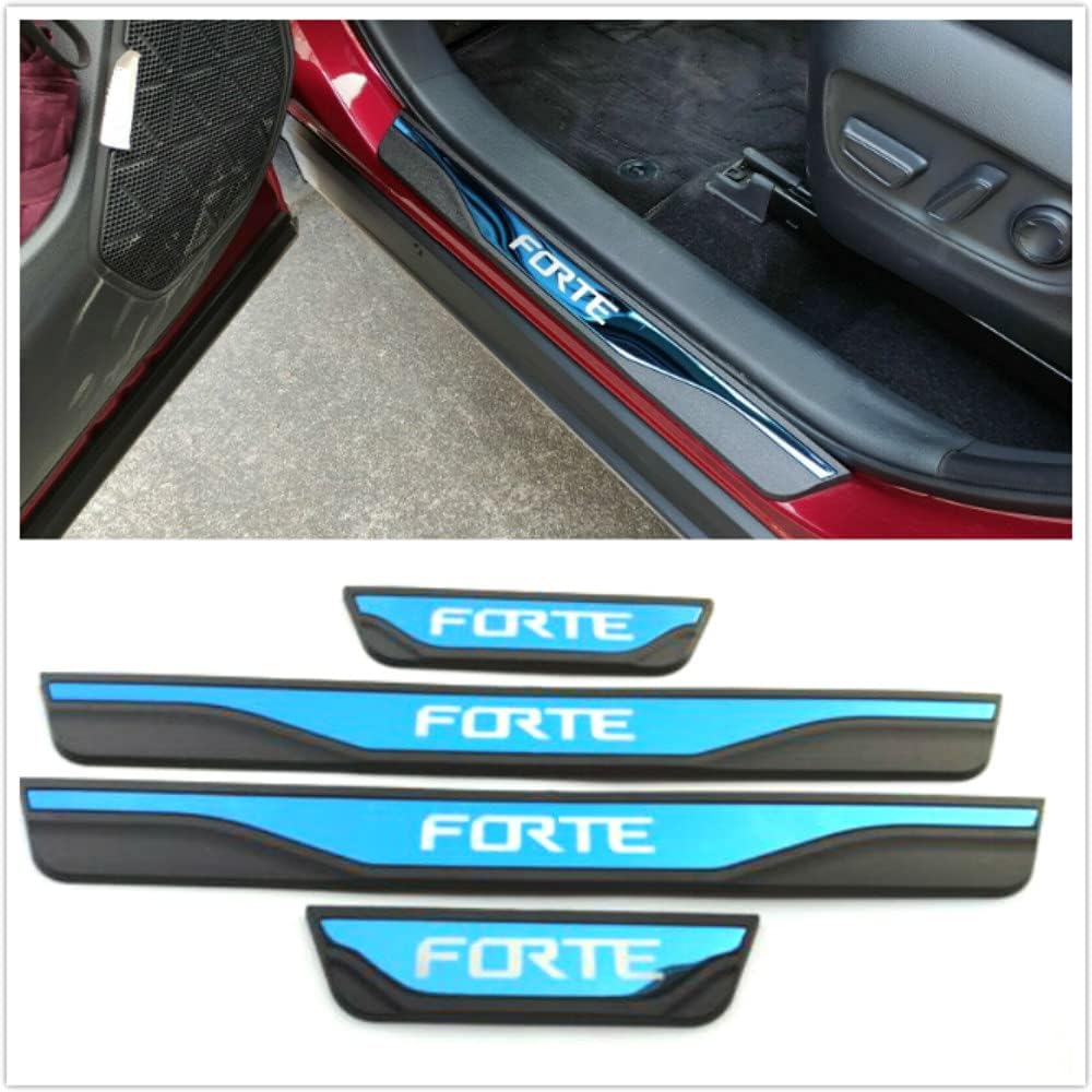 4pcs Blue Steel Door Sill Protector Trim I715