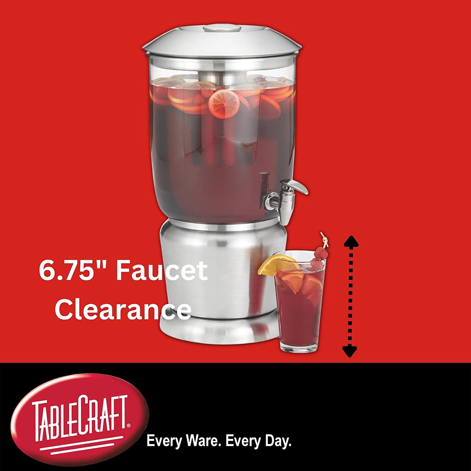 Gallon Drink Dispenser with Fruit Infuser & Stand, Tritan Stainless Steel Y4021