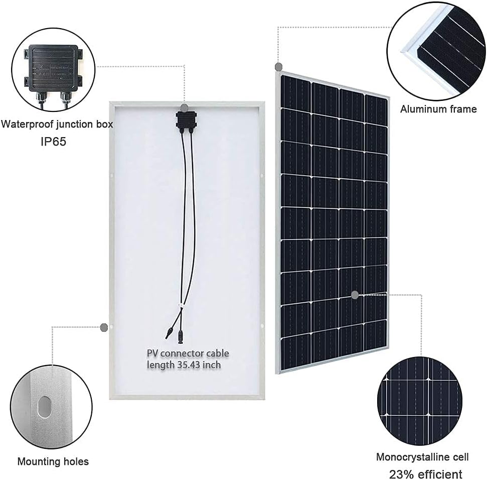 300 Watt 12V Monocrystalline Solar Panel Kit with Charge Controller and Mounting Brackets M2316