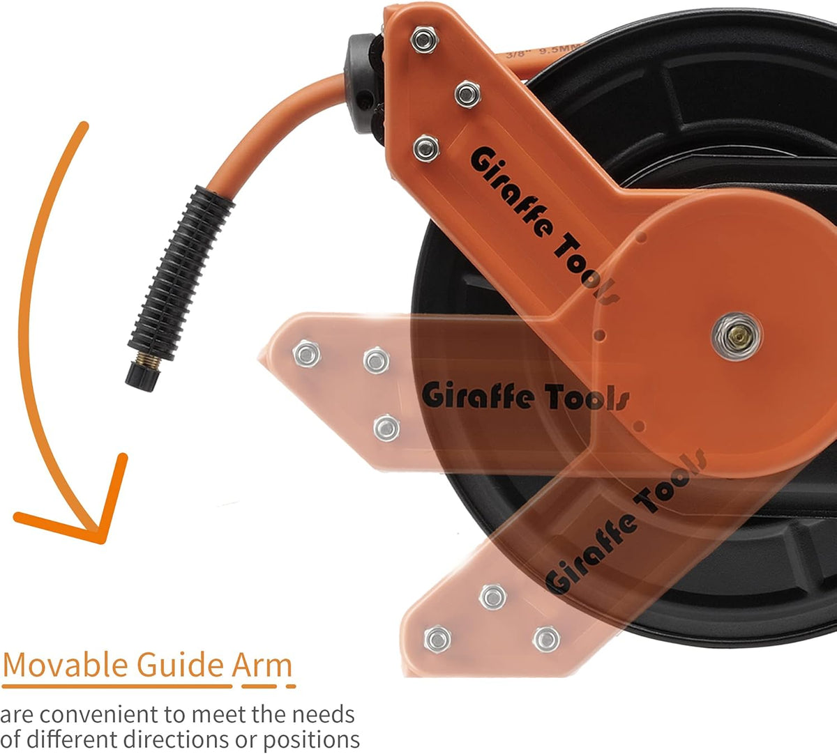 Retractable Air Hose Reel Wall Mount with 3/8 in. x 25 FT Hybrid Hose, Steel Reel Auto Rewind 300PSI Pack of 2 T789
