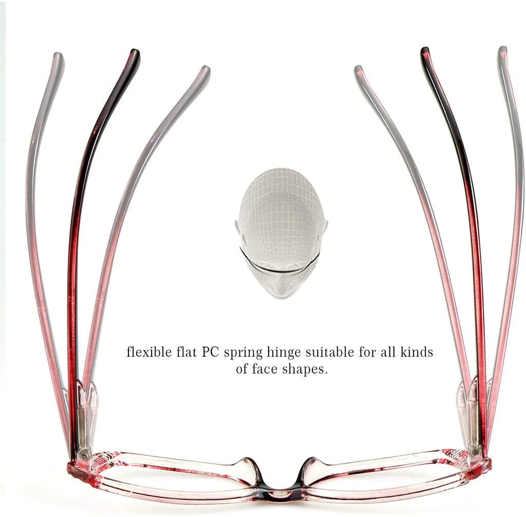 5 Pairs Blue Light Blocking Rectangle Reading Glasses U34674