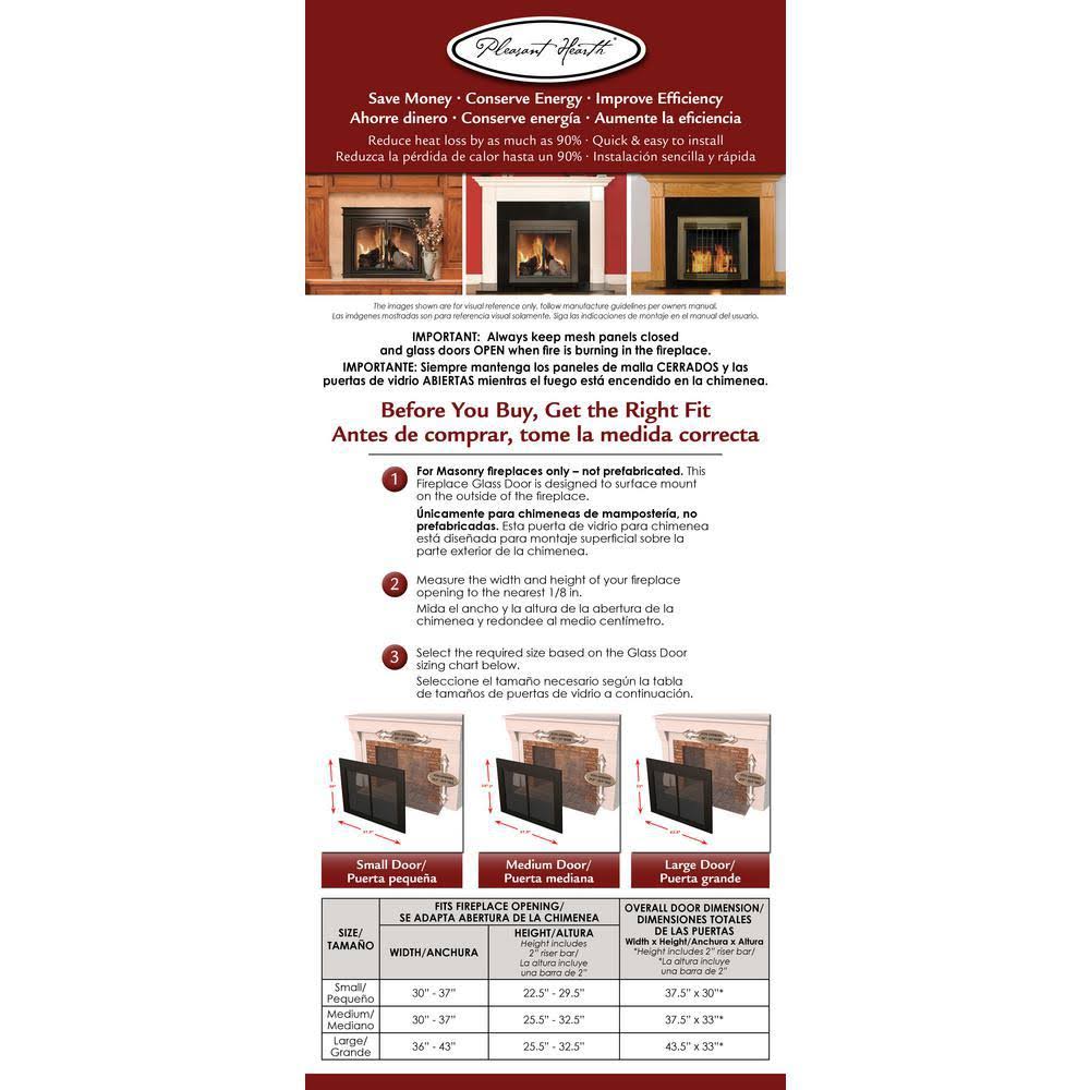 Black Cabinet Style Glass Fireplace Doors M524