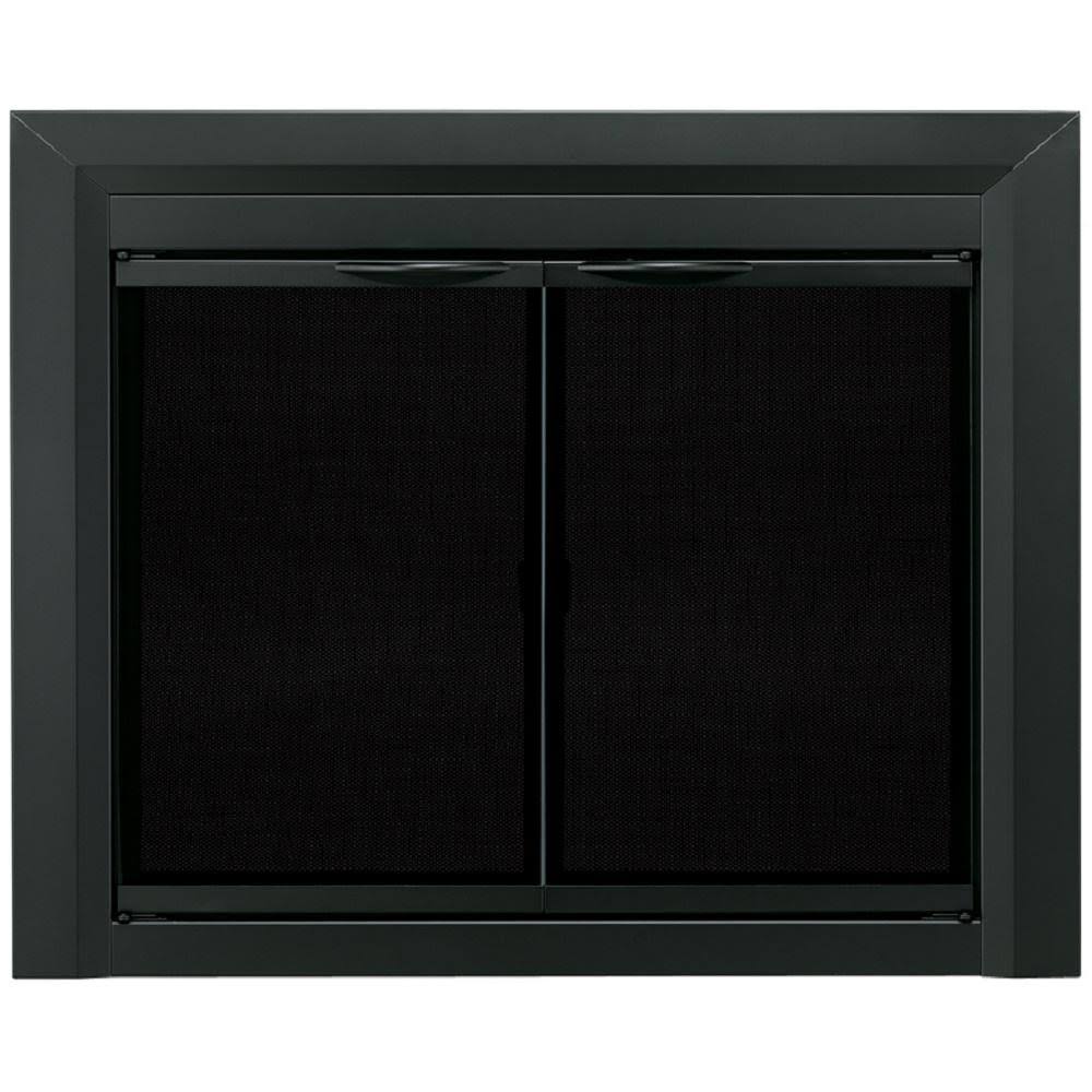 Black Cabinet Style Glass Fireplace Doors M524