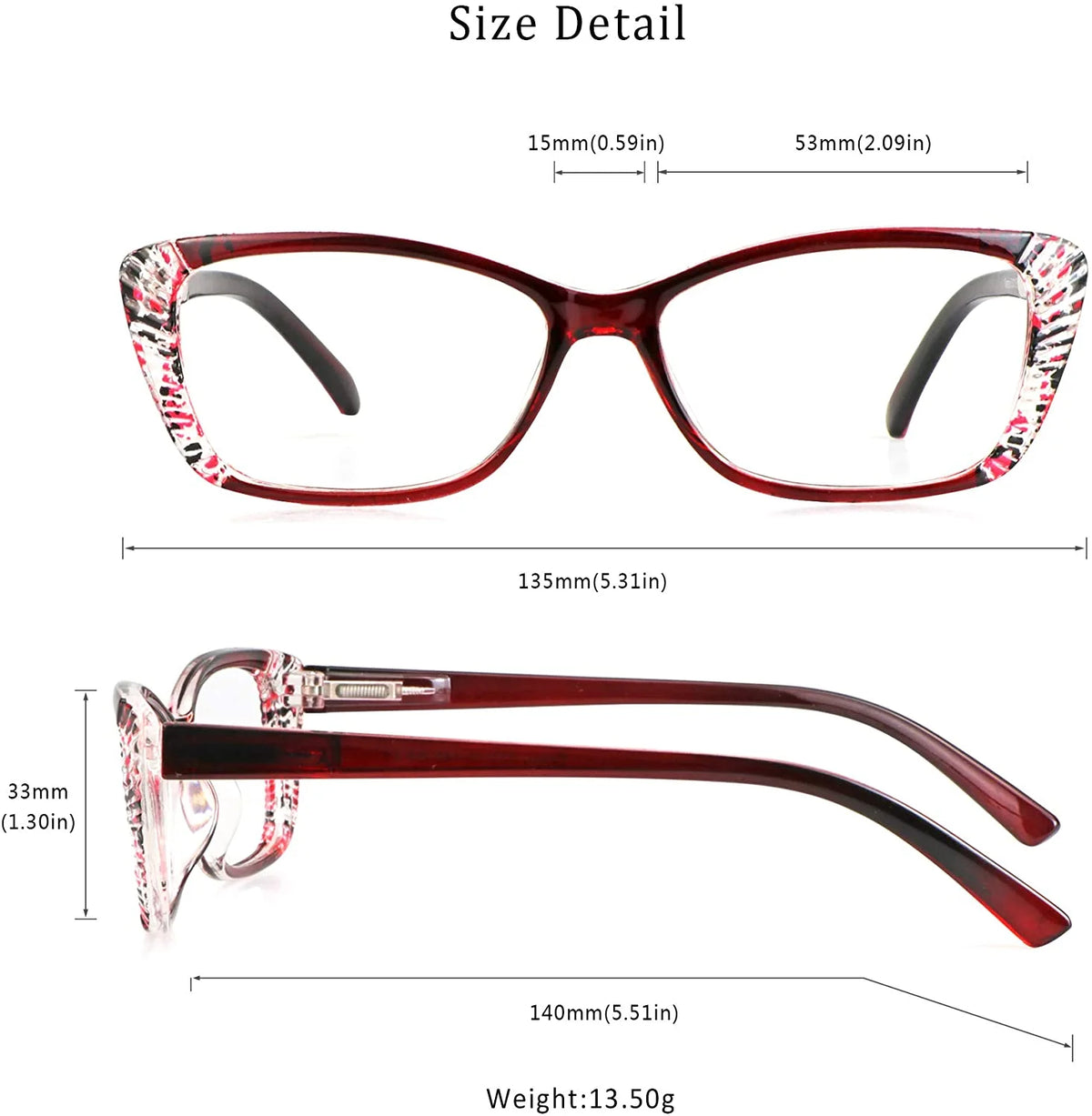 5 Pairs Blue Light Blocking Rectangle Reading Glasses U34674