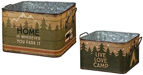 Rustic Square Metal Bins, Set of 2 Y5555