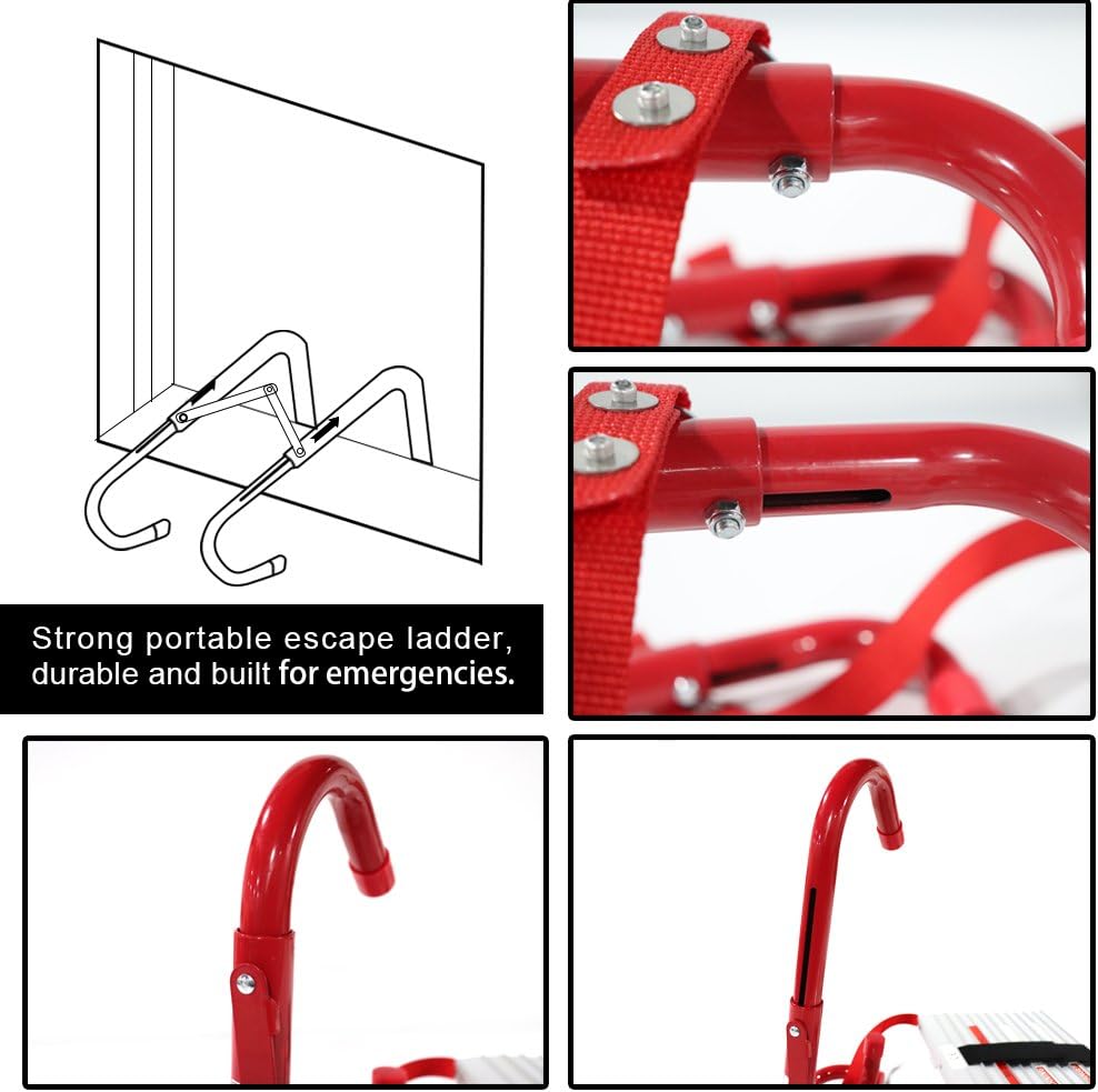 3 Story 25 Feet Retractable Emergency Escape Ladder with Anti-Slip Rungs N790942