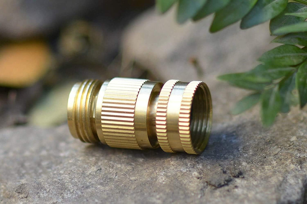 Solid Brass 3/4 inch GHT Garden Hose Quick Connector Set, Pack of 2 E4069