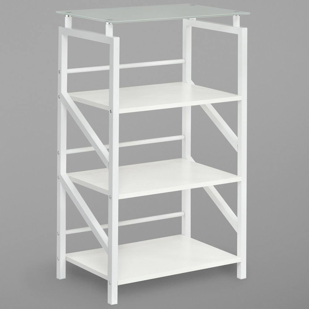 White 4 Shelf Glass Top Bookcase Z829653