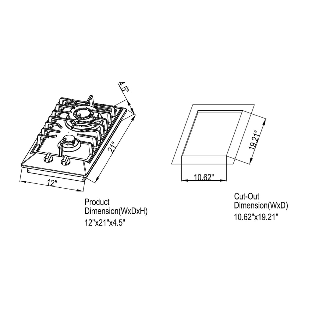 2 Piece Kitchen Appliances Package with Gas Cooktop and Wall Mount Range Hood K2971