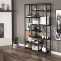 Black Staggered Bookshelf Etagere Bookcase P3268