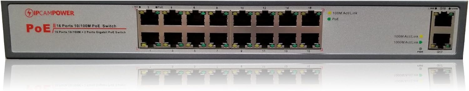 16 Port POE Network Switch with 2 Gigabit Uplink Ports G8770