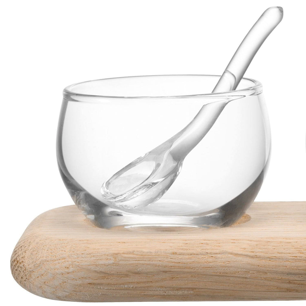 Clear Condiment Set with Oak Base 25.5cm H950