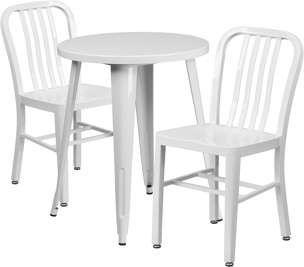 24'' Round Green Metal Indoor-Outdoor Table Set with 2 Chairs V6487