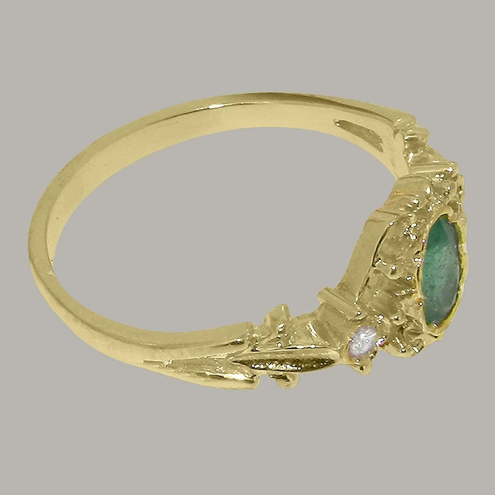 9k Yellow Gold Emerald & Diamond Engagement Ring V67026