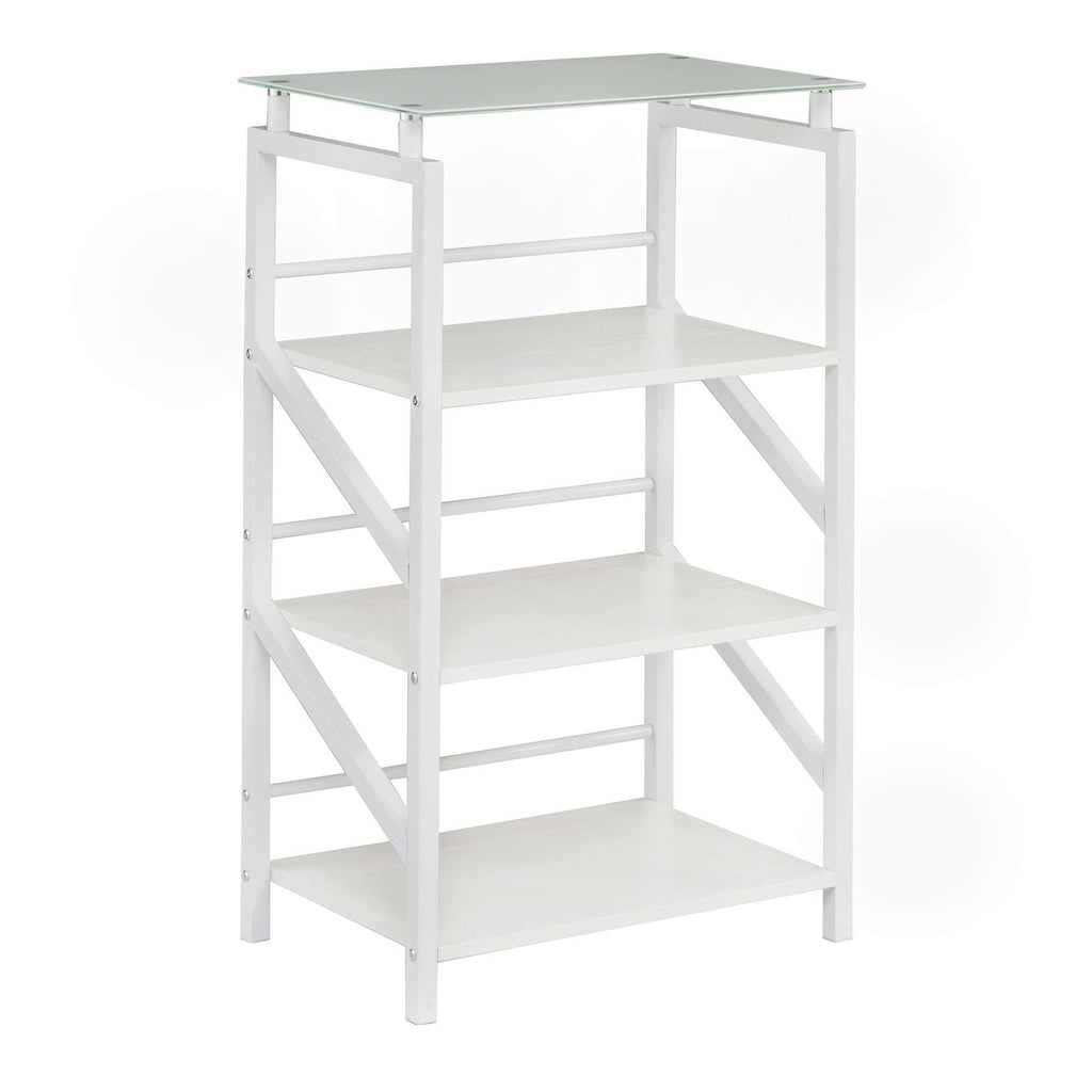 White 4 Shelf Glass Top Bookcase Z829653