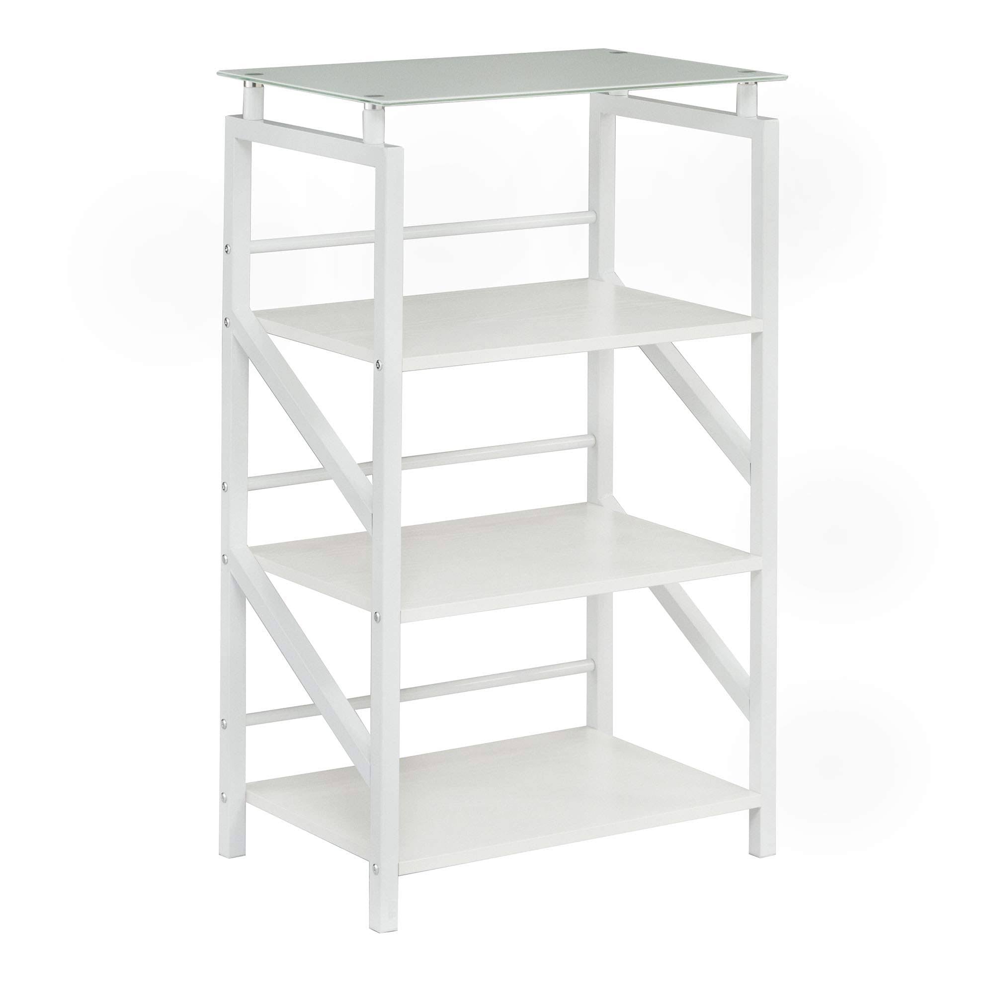 White 4 Shelf Glass Top Bookcase Z829653