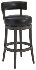 Onyx Faux Leather Wood Swivel Barstool Y54084