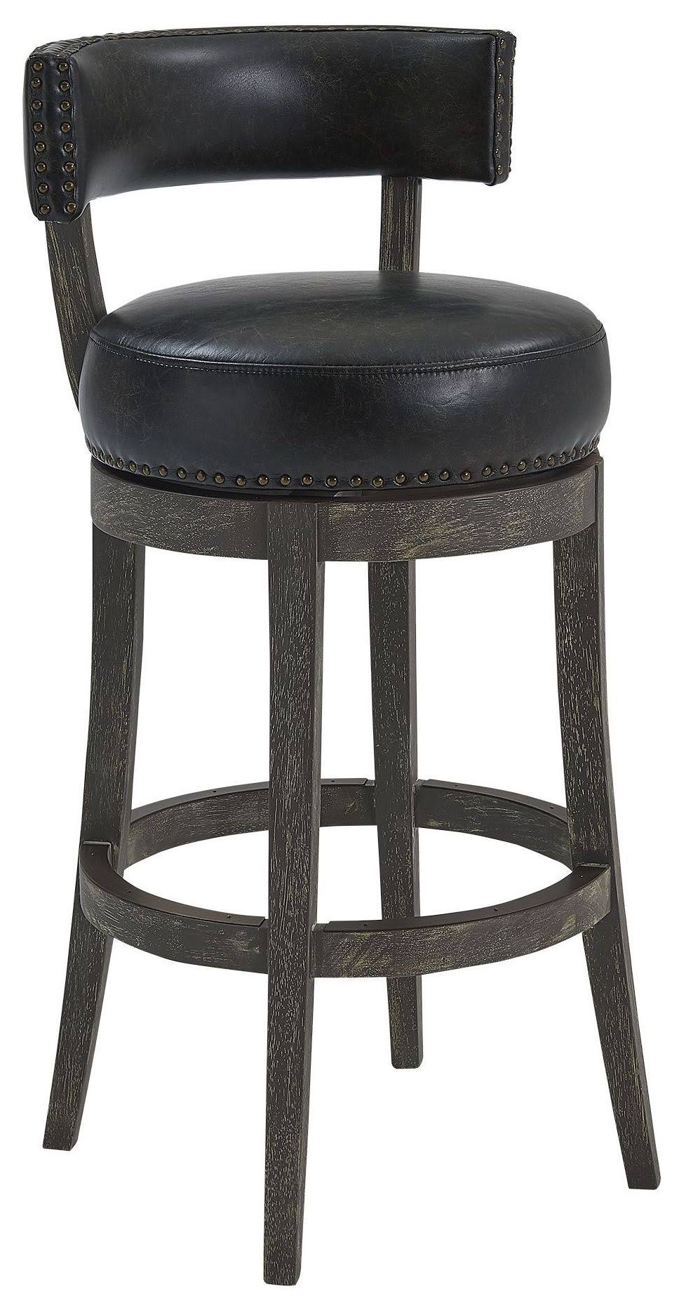 Onyx Faux Leather Wood Swivel Barstool Y54084