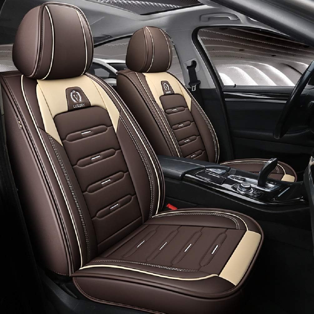 Black-red Leather Car Seat Covers 5 Seats Full Set X333