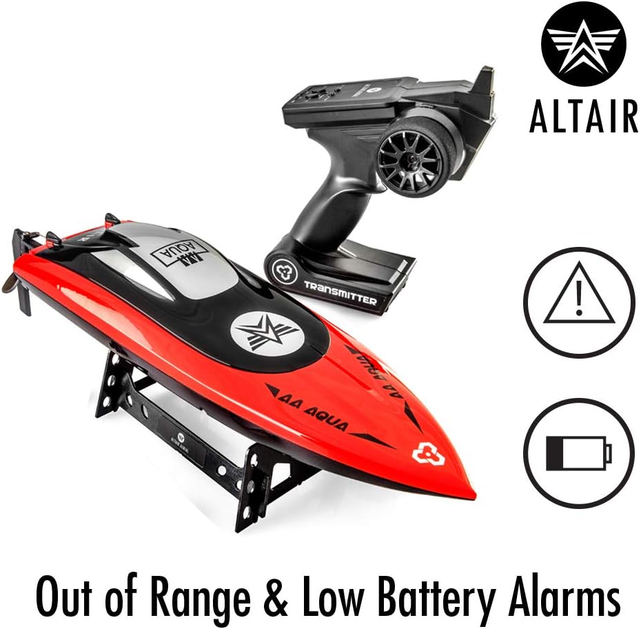 RED RC Boat with 2 Batteries, 30 km/h H36685