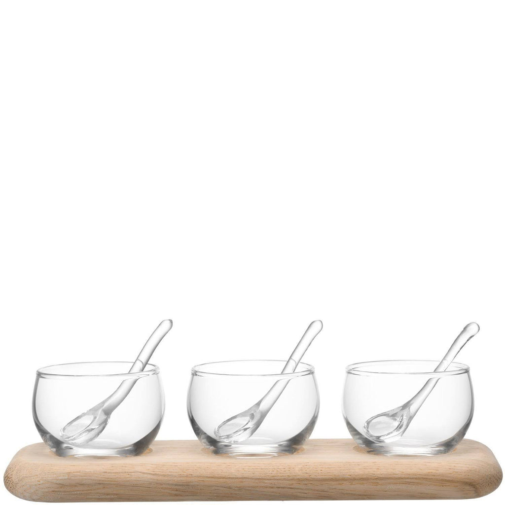 Clear Condiment Set with Oak Base 25.5cm H950