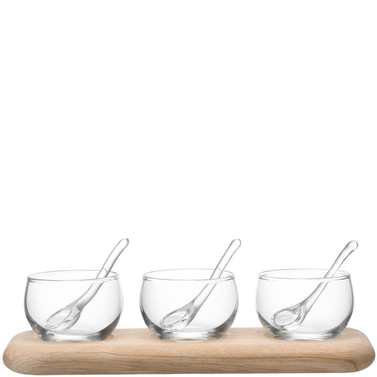 Clear Condiment Set with Oak Base 25.5cm H950