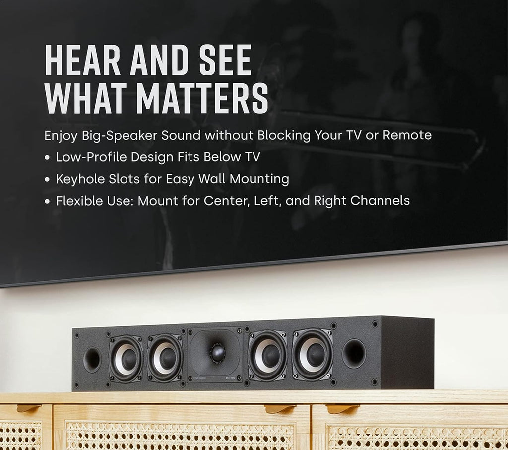 Midnight Black Slim Center Channel Speaker V6870
