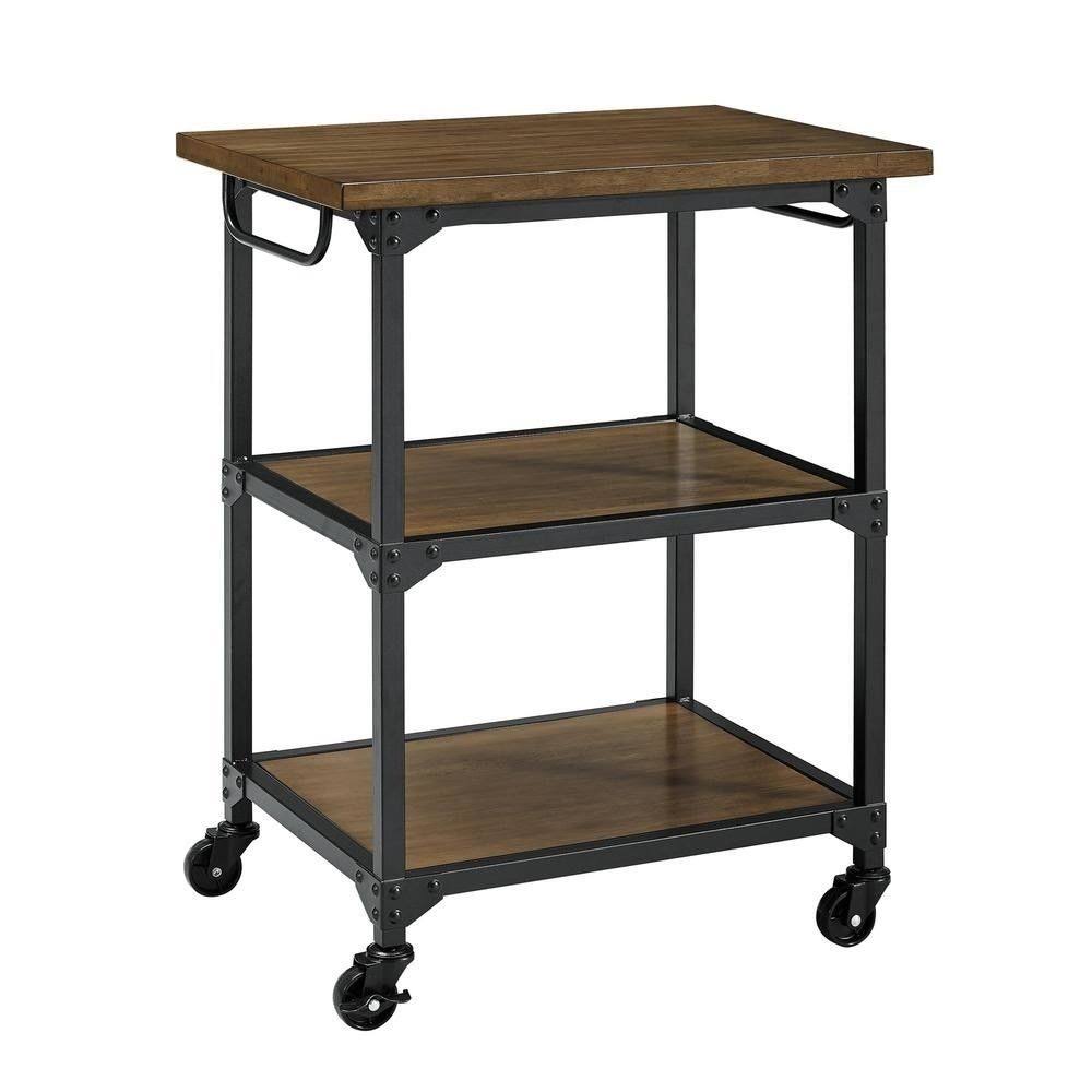 Rustic Antique Oak/Black Multifunction Cart M261267