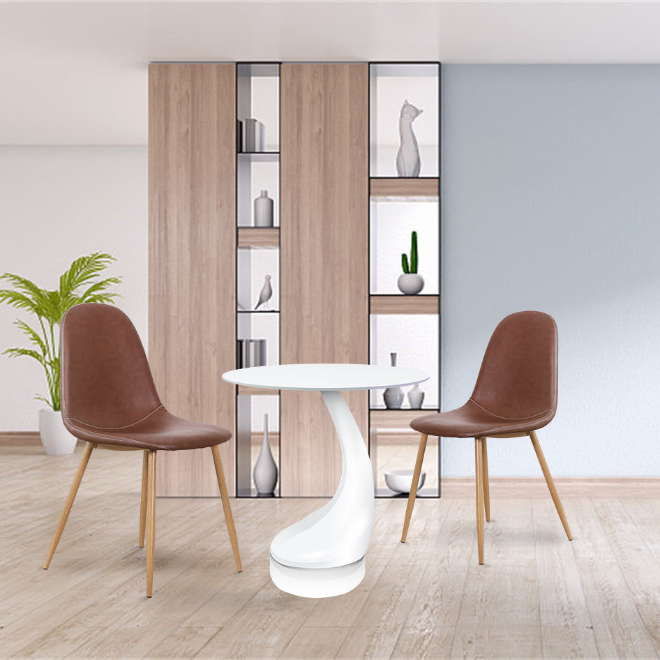 Brown PU Upholstered Dining Chair Set of 2 S2776
