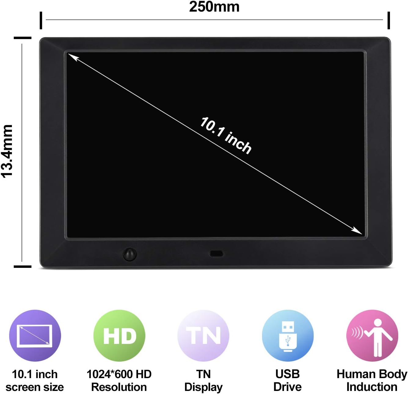 10 inch Digital Picture Frame with 16:9 Screen, 1080P Video A440