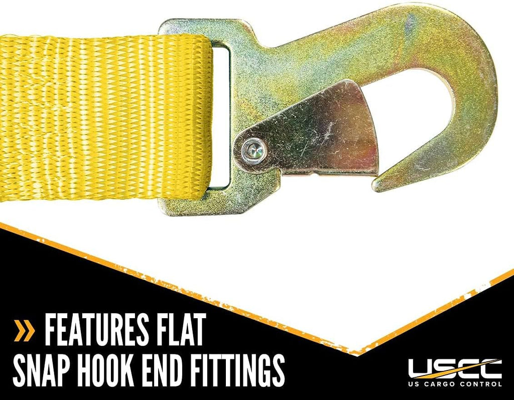 2 Inch Wide x 27 Foot Long Yellow Ratchet Straps with Snap Hook - 4 Pack E604