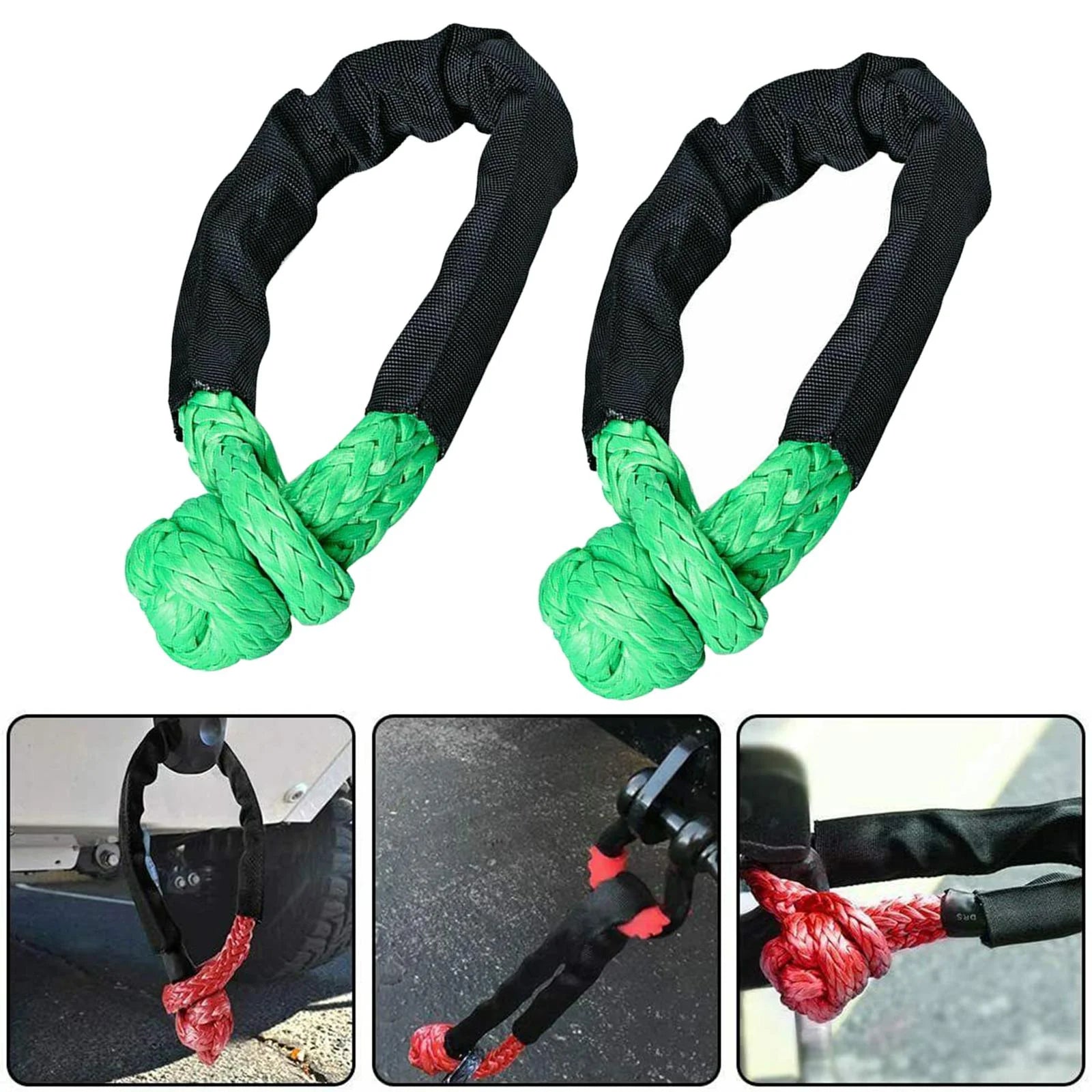 Green Synthetic Soft Rope Shackle 38000lbs Breaking Strength 56cm T998498